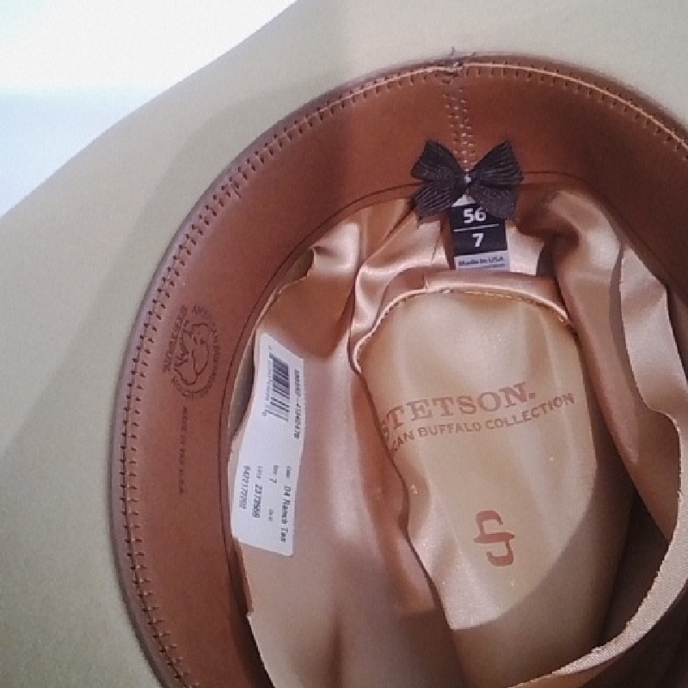 Stetson Beige Felt Western Hat with Brown Leather Band - Picture 2 of 2